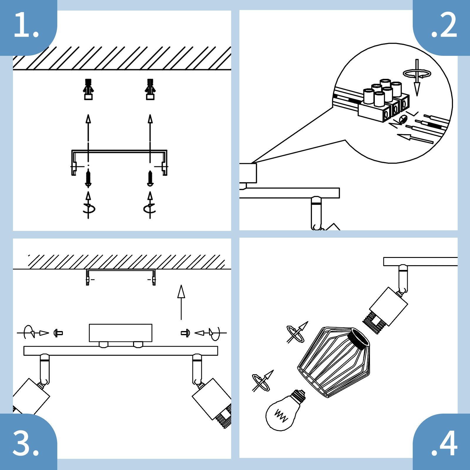 NETTLIFE Foco de Techo，2 luces E14 - Metal, Lámpara de Pasillo Industrial Giratoria 350°, Aplique de Pared para Pasillo y Sala de Estar, Blanco - 8