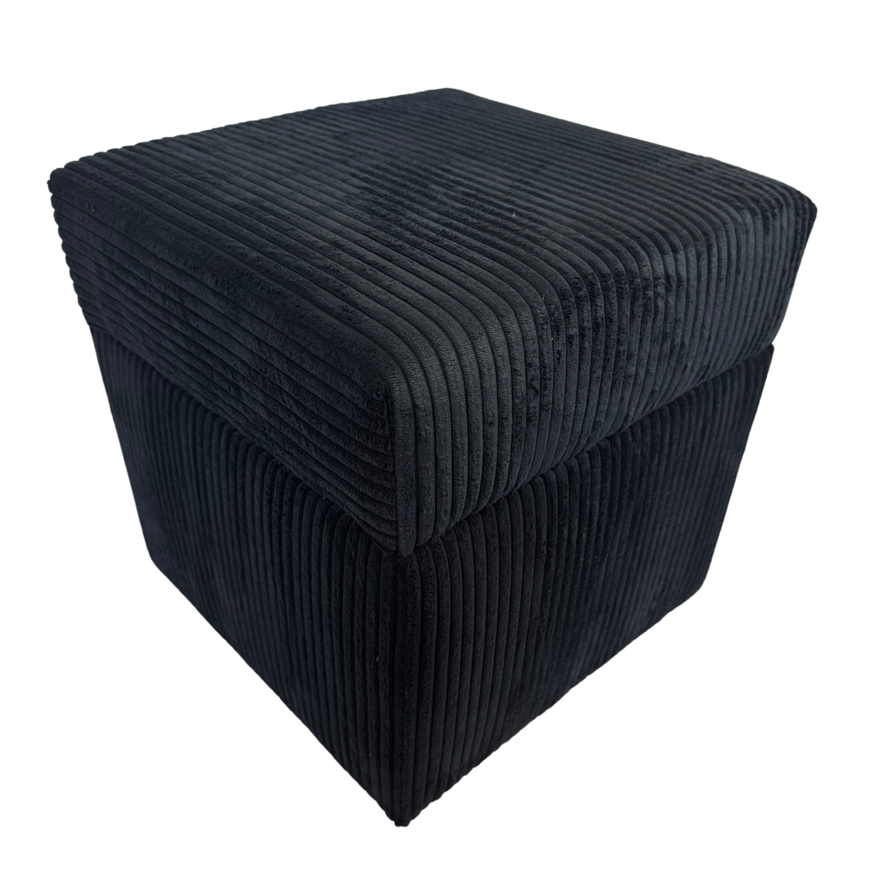 Pufa sztruksowa POSO 40x40 tapicerowana kwadratowa ze schowkiem pufa otwierana do salonu czarna