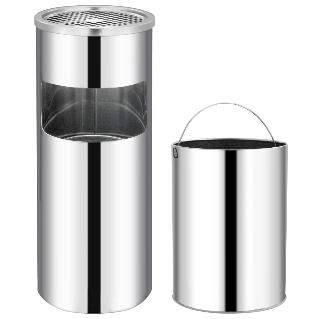 Papelera con cenicero de acero inoxidable 30 l