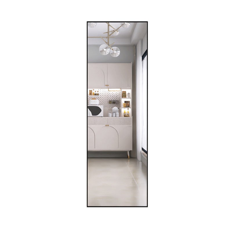 Miroir sur pied, 165 x 60 cm, grand miroir, cadre en alliage d'aluminium, verre trempé, miroir rectangulaire, noir - 8