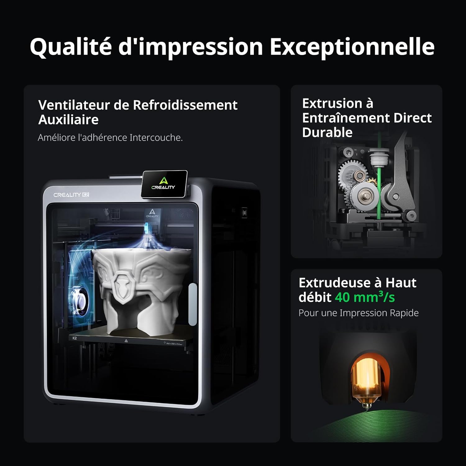 Creality K2 Combo Impressora 3D,Multicolor com Sistema de Filamento Contínuo (CFS),600mm/s,300 °C,Câmaras Duplas com IA e Servomotores,260×260×260mm - 4
