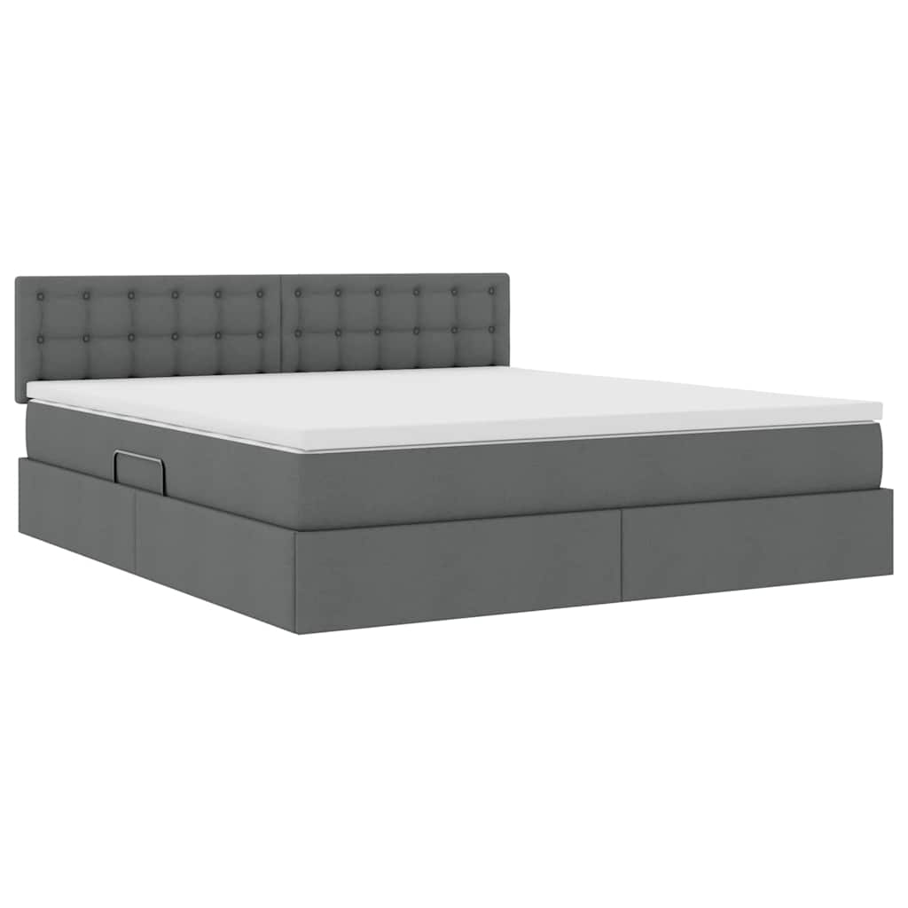 Lit avec rangement et matelas Gris foncé 160 x 200 cm Velours - 5