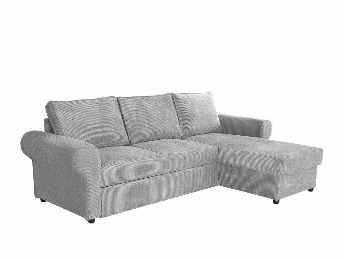 Sofá rinconero columbus 131, gris, función de descanso, caja de ropa de cama, 246x155x90cm
