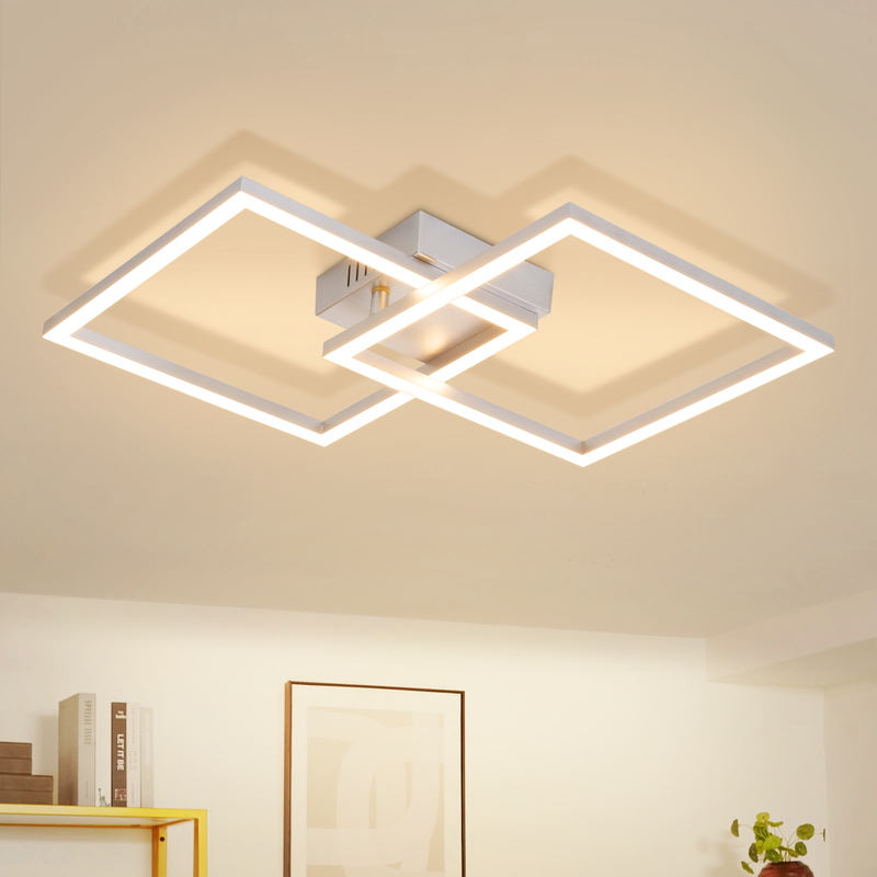 Lampa sufitowa LED Nettlife do sypialni – lampa do salonu 24 W, ciepła biel 3000 K, lampa kuchenna, srebrna, regulowana
