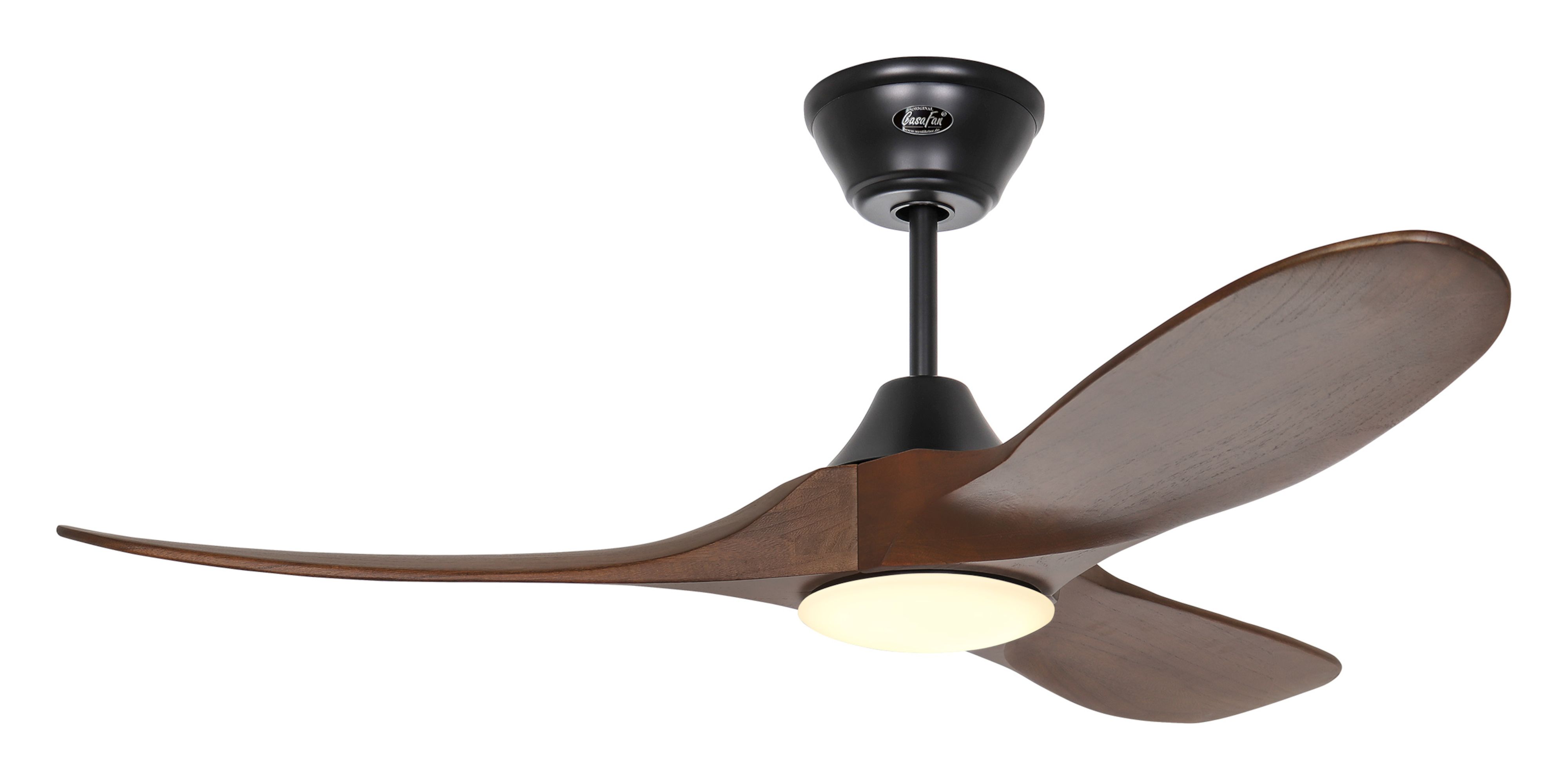 Ventilateur De Plafond Avec Lampe LED Et Télécommande - CasaFan Eco Genuino Blanc/Noyer - 152 Cm