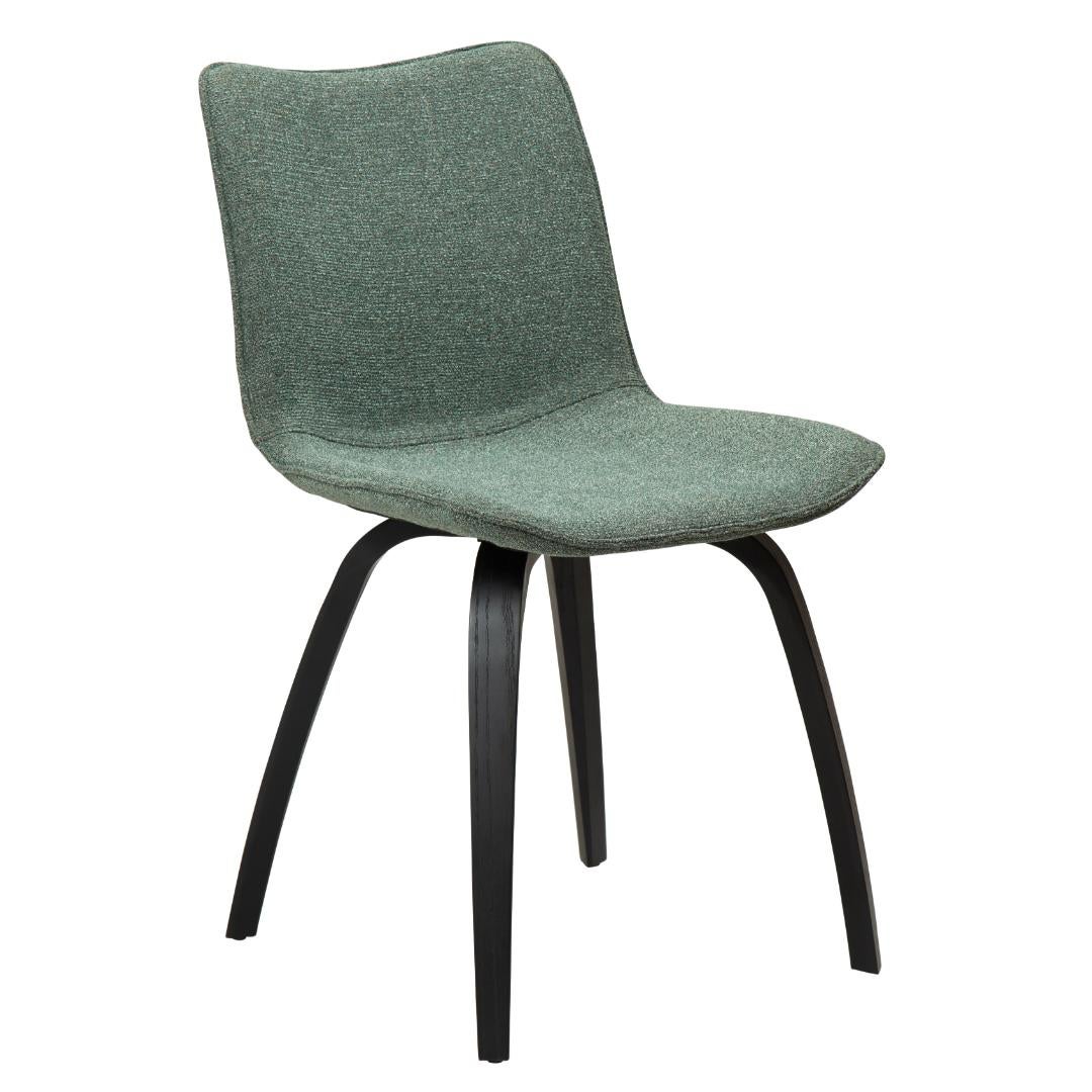 Glee Dan-Form krzesło stołowe bouclé zielonkawy.