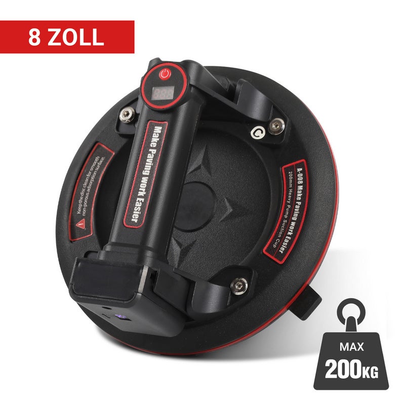 1x Przyssawka elektryczna z wyświetlaczem LED 20 cm do płytek, paneli, szkła, max. waga 180 kg