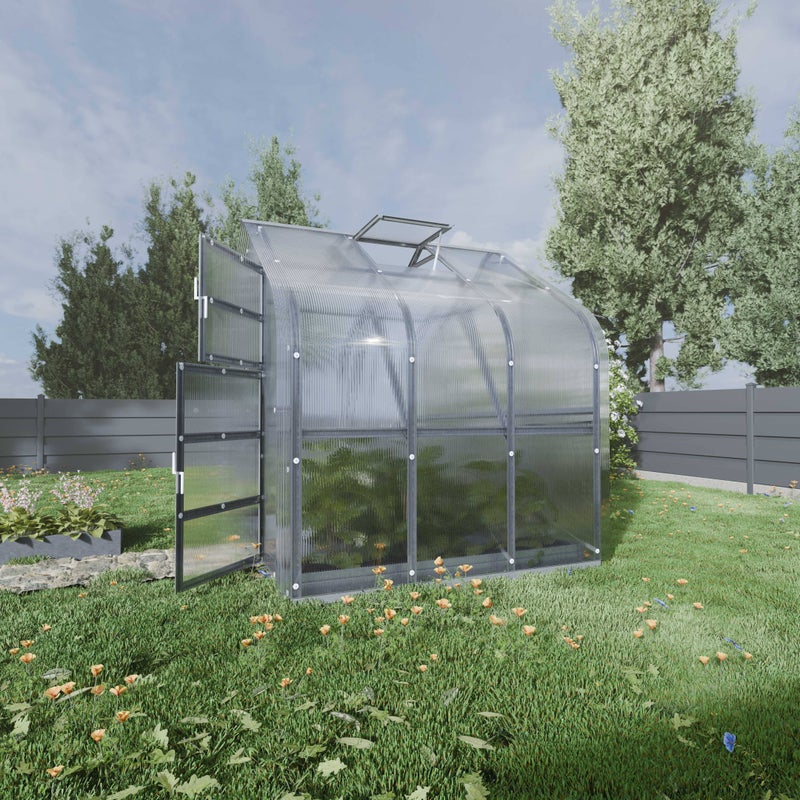 Szklarnia KLASIKA Standard 5 m2, 2,5 m x 2 m, 6 mm z pokryciem z poliwęglanu (z 1 automatycznie otwieranym dachem) 1szt.