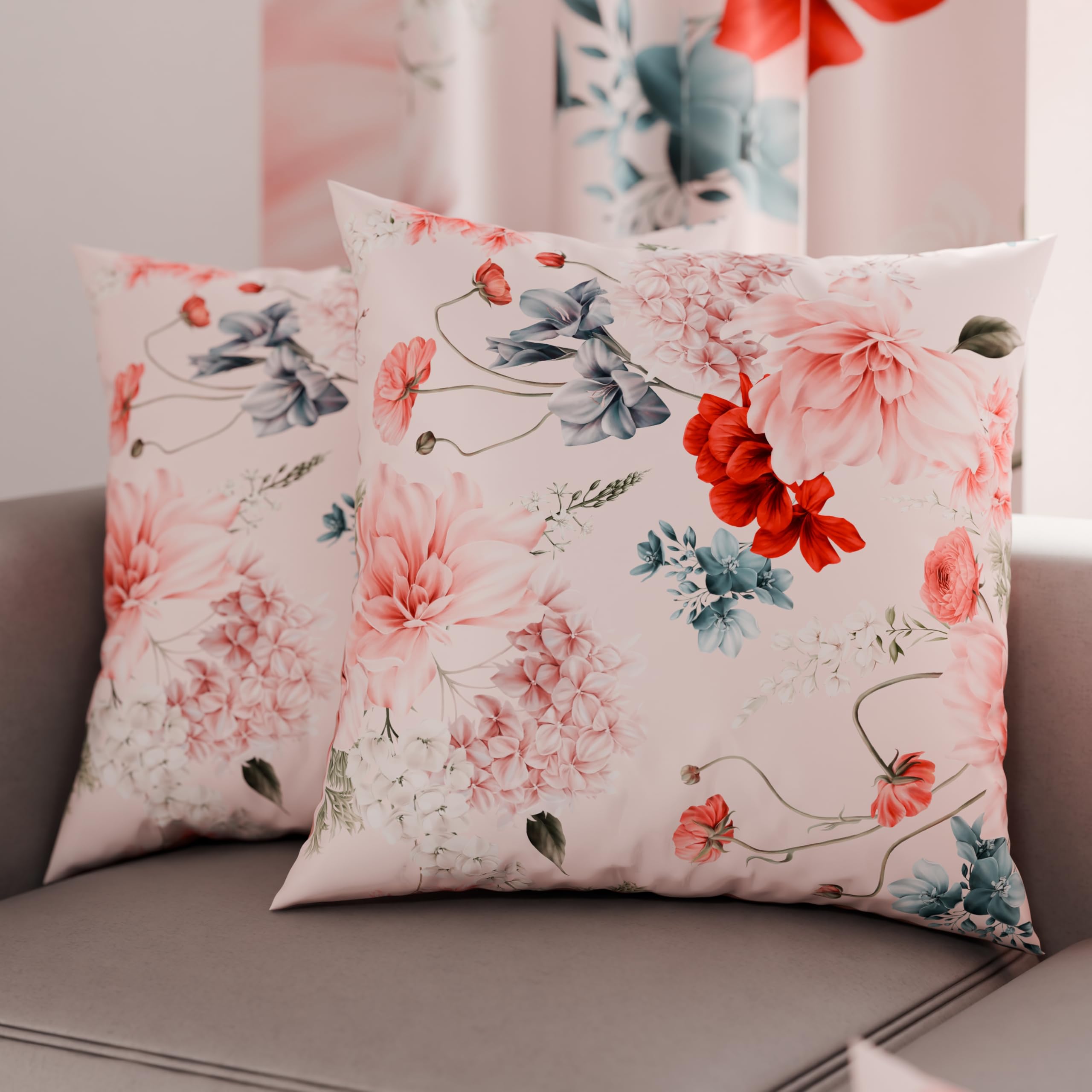 Federa Per Cuscino In Velluto Grigio Con Rose, 50x50 Cm, Con Cerniera Invisibile, Per Divano E Letto