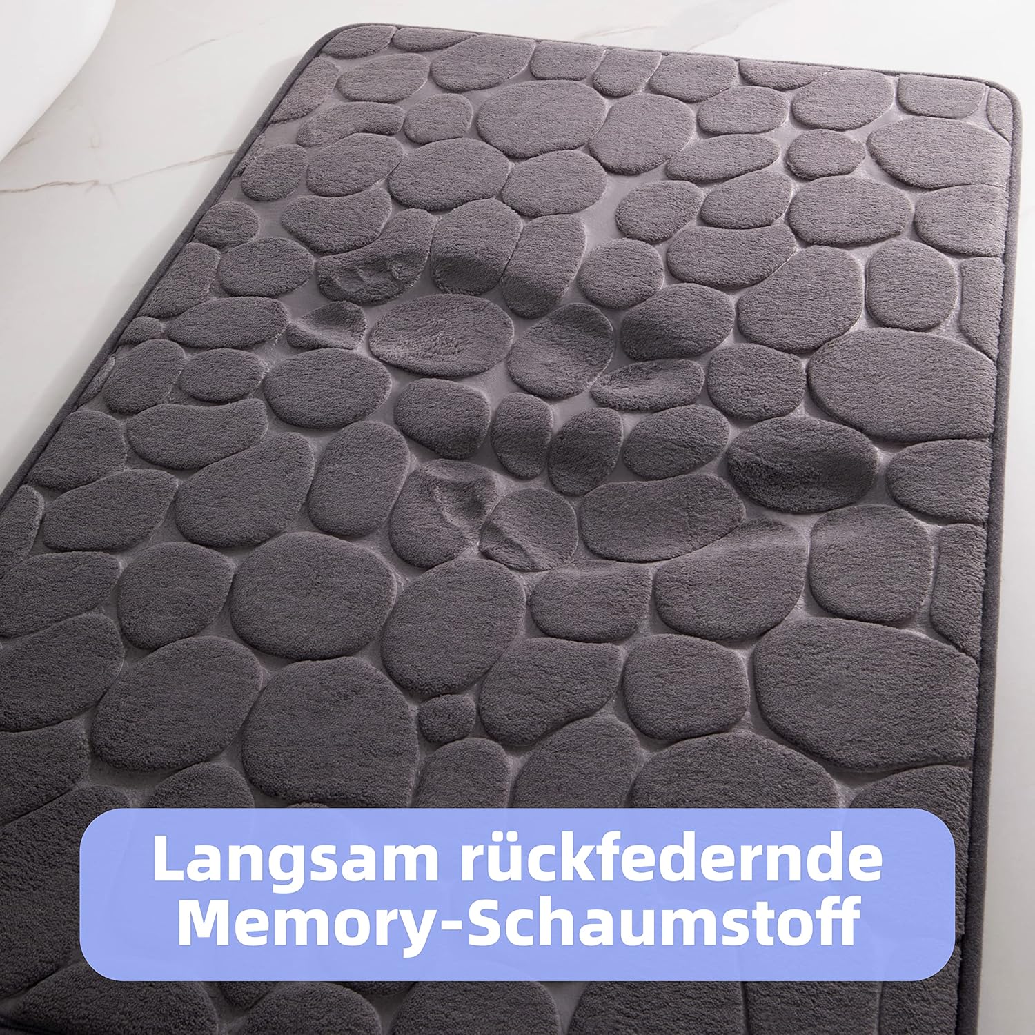 Alfombrilla de baño absorbente para ducha y salón - Antideslizante - 40 x 60 cm - Gris - 3