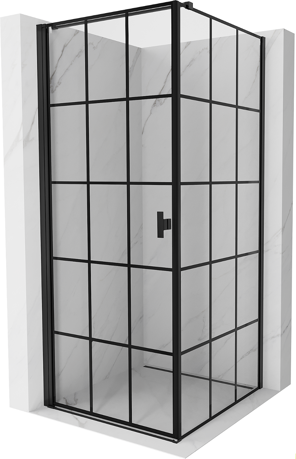 Mexen Mist-B kabina prysznicowa uchylna lewa 80 x 80 cm, czarna kratka, czarna - 8A2T-080-080-70-77-L