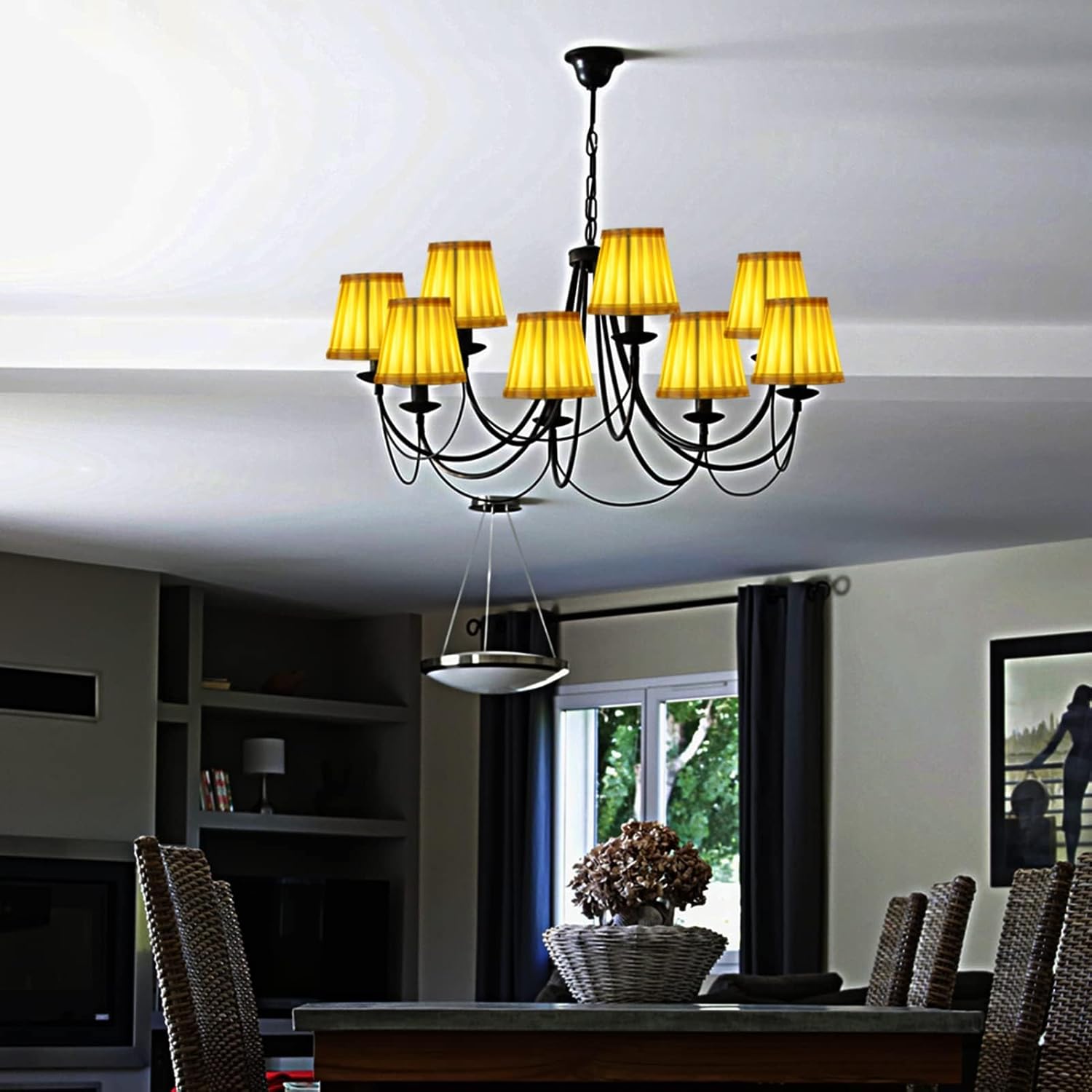 Set di 6 paralumi piccoli, paralume in tessuto di piume a botte con clip su lampadina per lampada da tavolo e lampada da terra, paralumi per lampadari con decorazioni in arte nordica