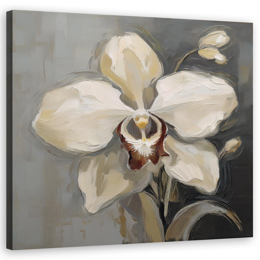 Obraz na płótnie, Biała Malowana Orchidea 60x60