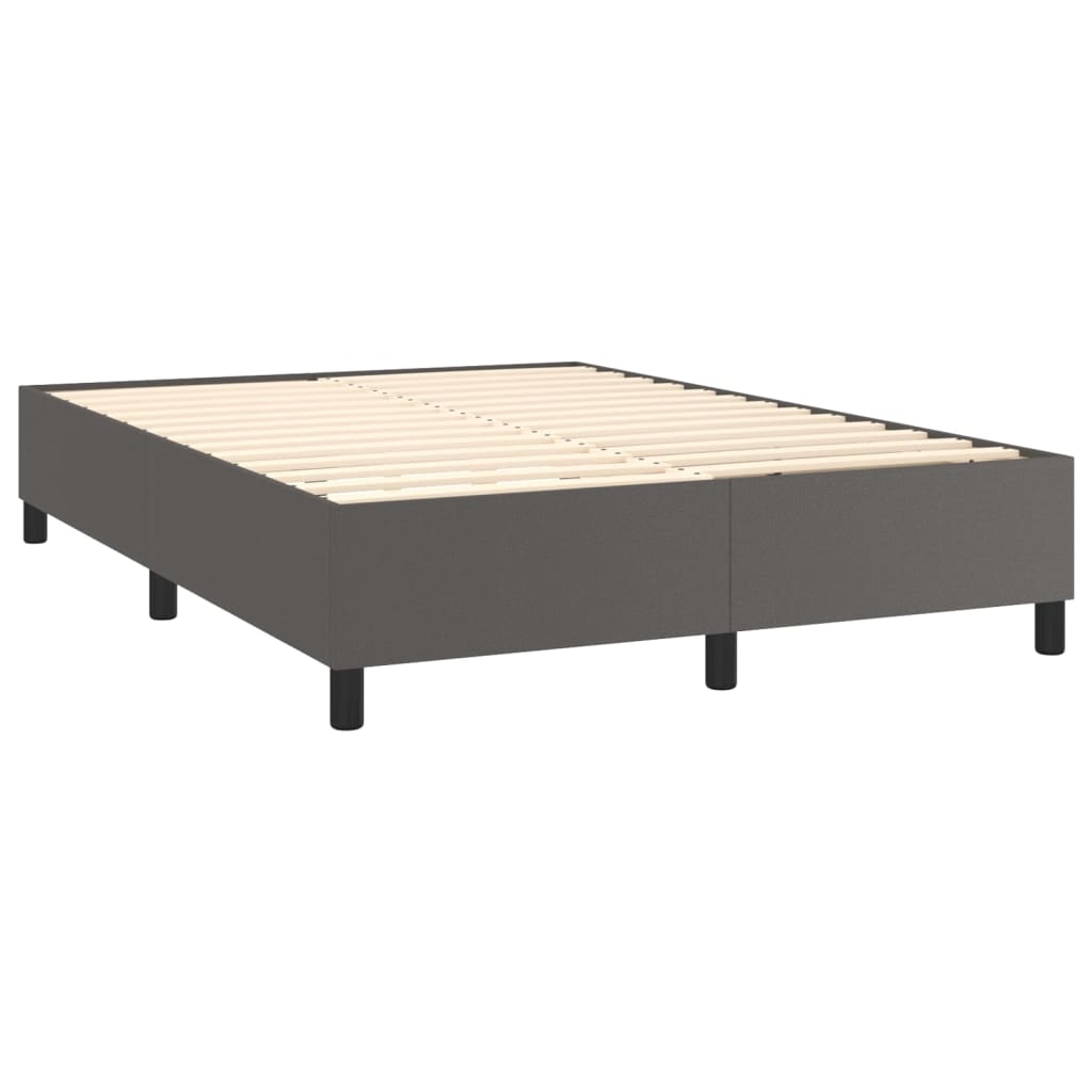 Maison Exclusive - Sommier à lattes de lit avec matelas Gris 140x200 cm Similicuir - 4