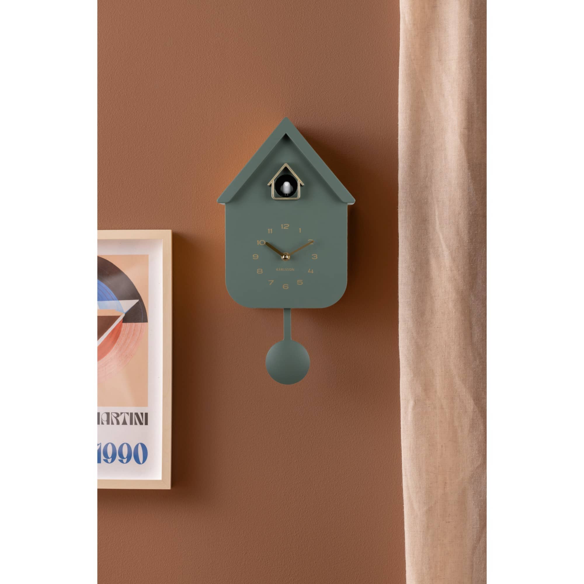 Horloge Murale Solo Color Cuckoo - Vert jungle - 6x21,5x41cm - Karlsson - 2