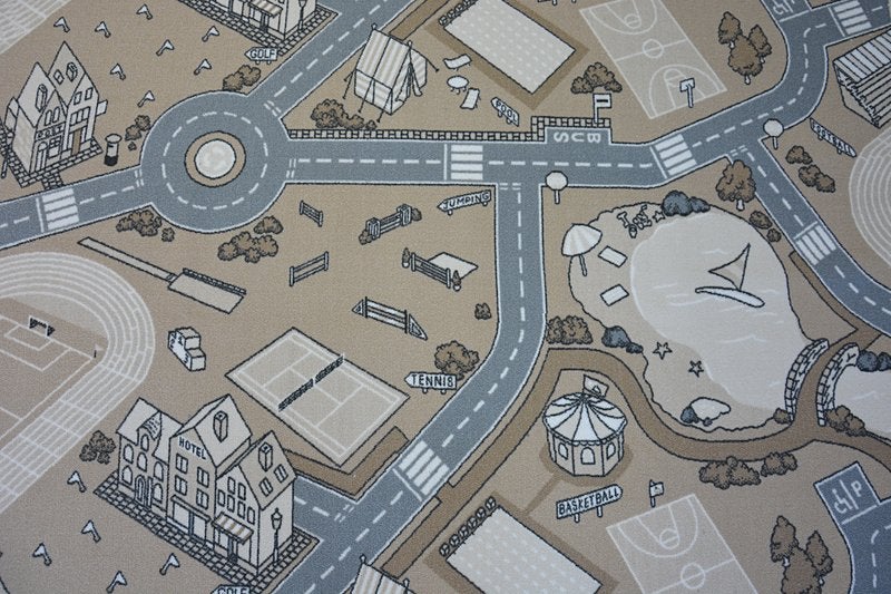 DYWAN - WYKŁADZINA antypoślizgowa dla dzieci STREET beżowy 100x100 cm