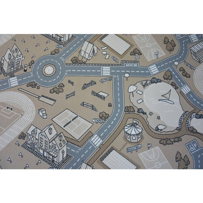 DYWAN - WYKŁADZINA antypoślizgowa dla dzieci STREET beżowy 100x150 cm