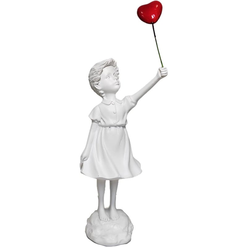 Figurka Banksy'ego w białym balonie, dekoracja salonu, wnętrza, biuro, biblioteka, półka, wystrój domu