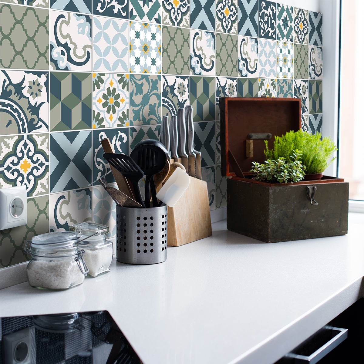 9 adesivi piastrelle di cemento azulejos jonilona - Sticker adesivo - adesivi murali - 9stickers15x15cm - 3