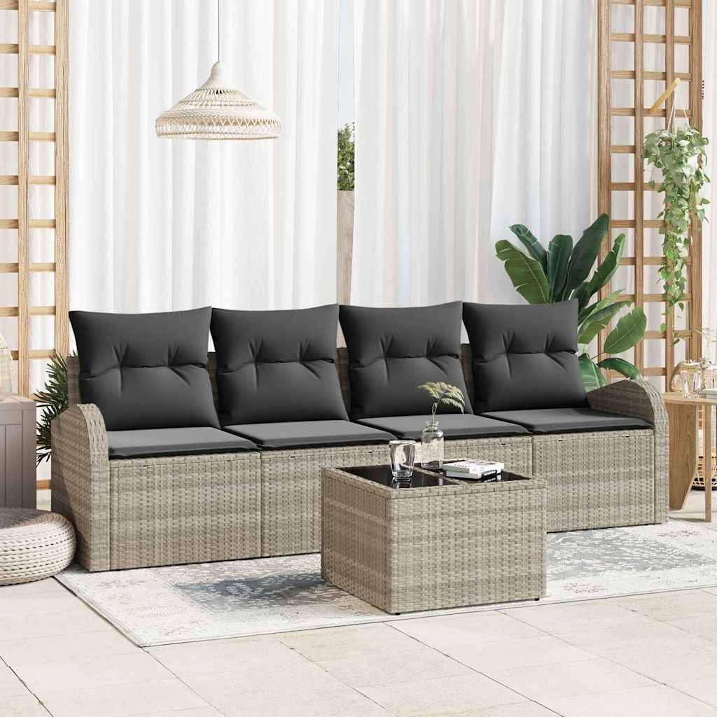 Zestaw Sof na Ogród Jasnoszary 55 x 55 x 37 cm polirattan vidaXL