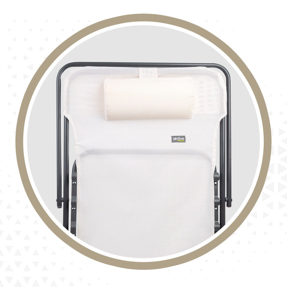 Hamac de jardin pliant blanc multipositions avec coussin Aktive - 6