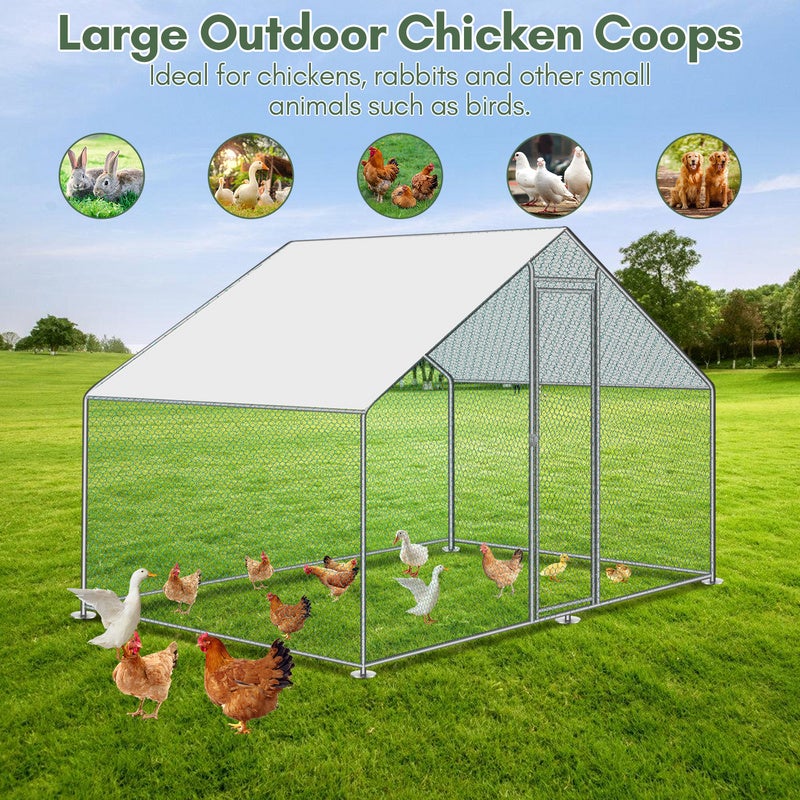 Galinheiro Galinheiro Aço galvanizado com rede com zona coberta com fechadura Galinheiro para pequenos animais 3 x 2 x 2 m 6m² - 3
