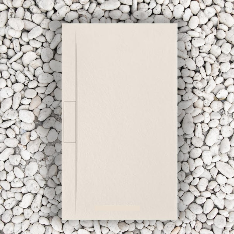 Brodzik Vulcano Line Long 160x90 cm w kolorze beżowym z żywicy i proszku marmurowego z boczną kratką z żywicy marmurowej - FRASCIO