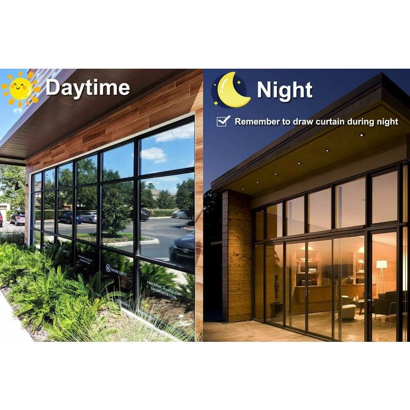 Película de espelho unidirecional, proteção térmica, proteção UV, privacidade, 60 x 200 cm - 2