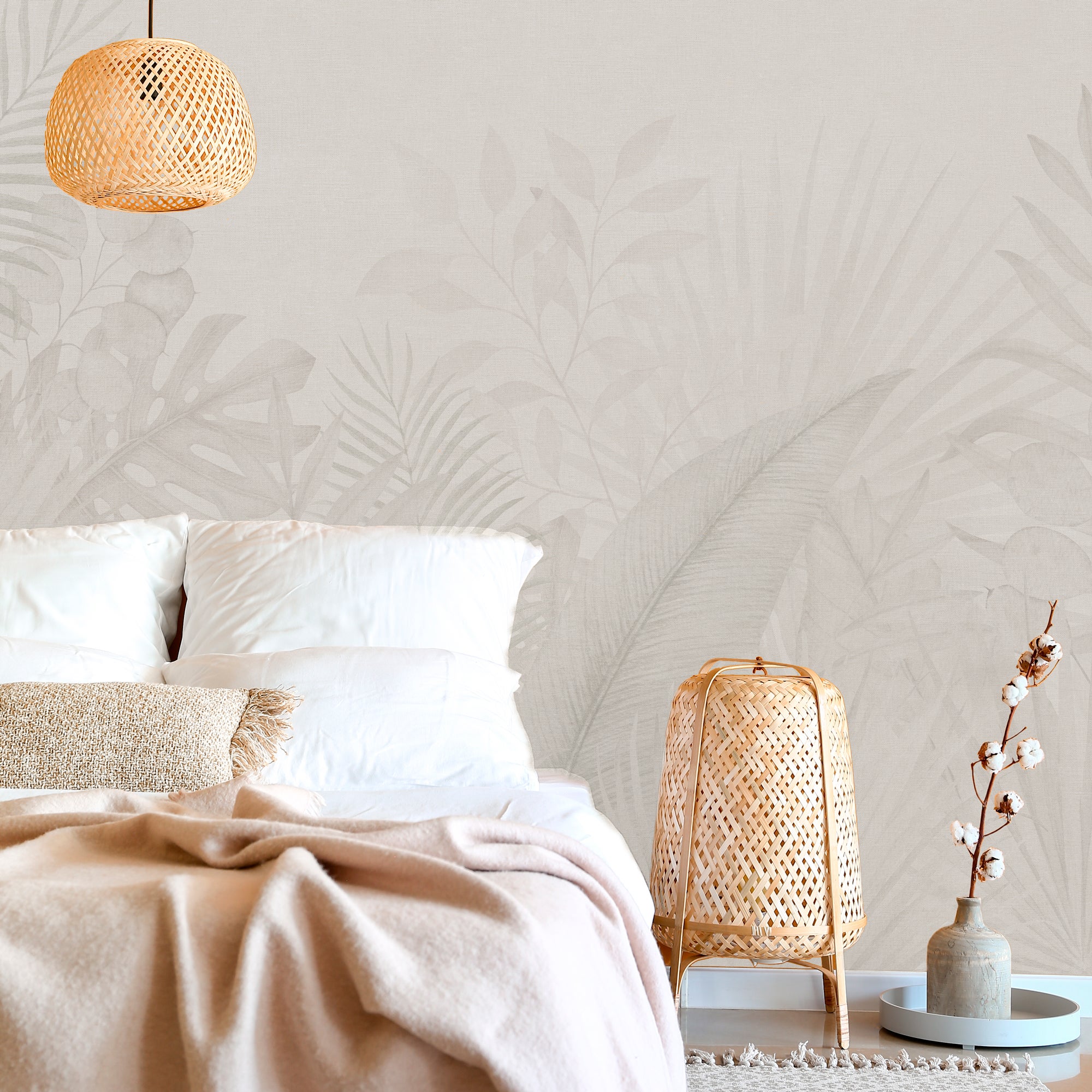 Mural vinílico autoadhesivo,texturizado, impermeable y con tintas ecológicas. tropic calm soft 385x260