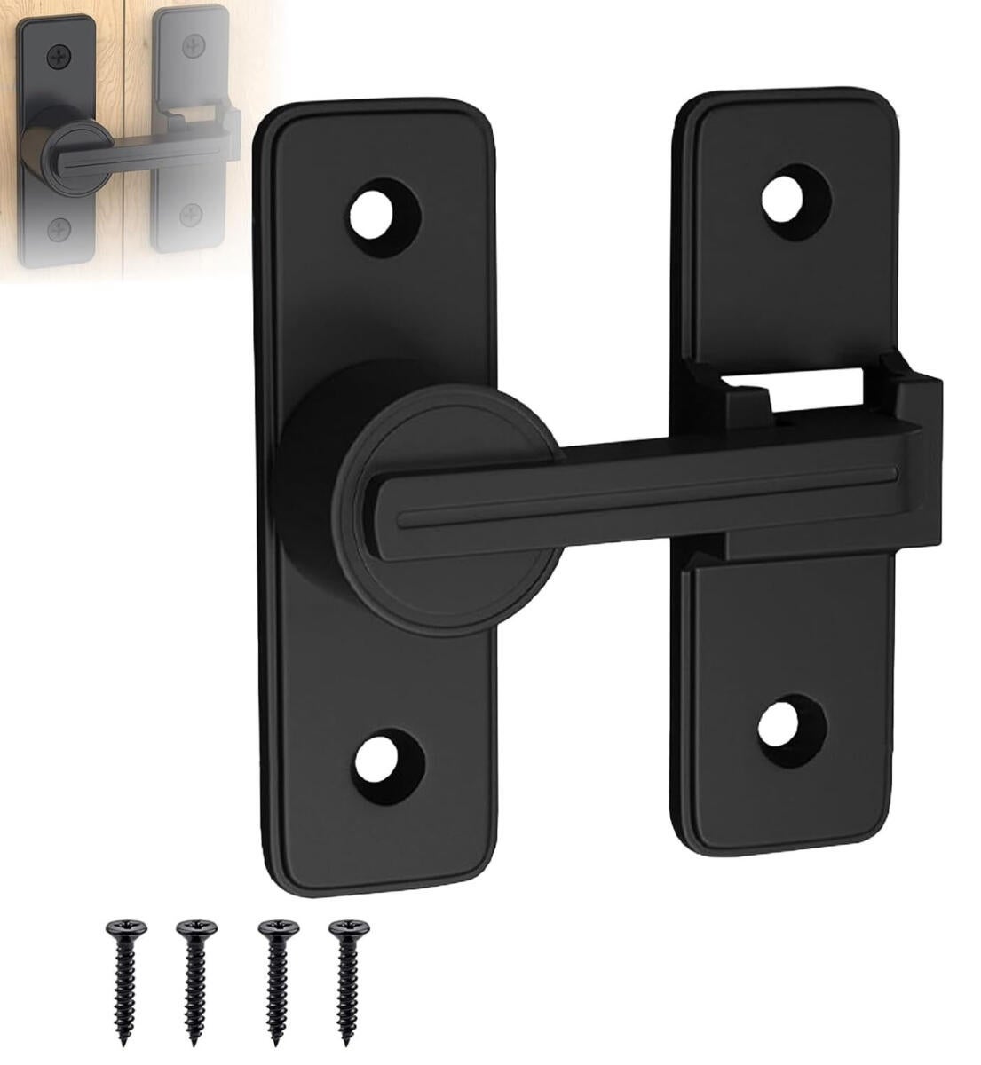 Verrou Serrure à Loquet Pour Porte Intérieure Coulissante 90° - Argent, Avec Vis - Neuf