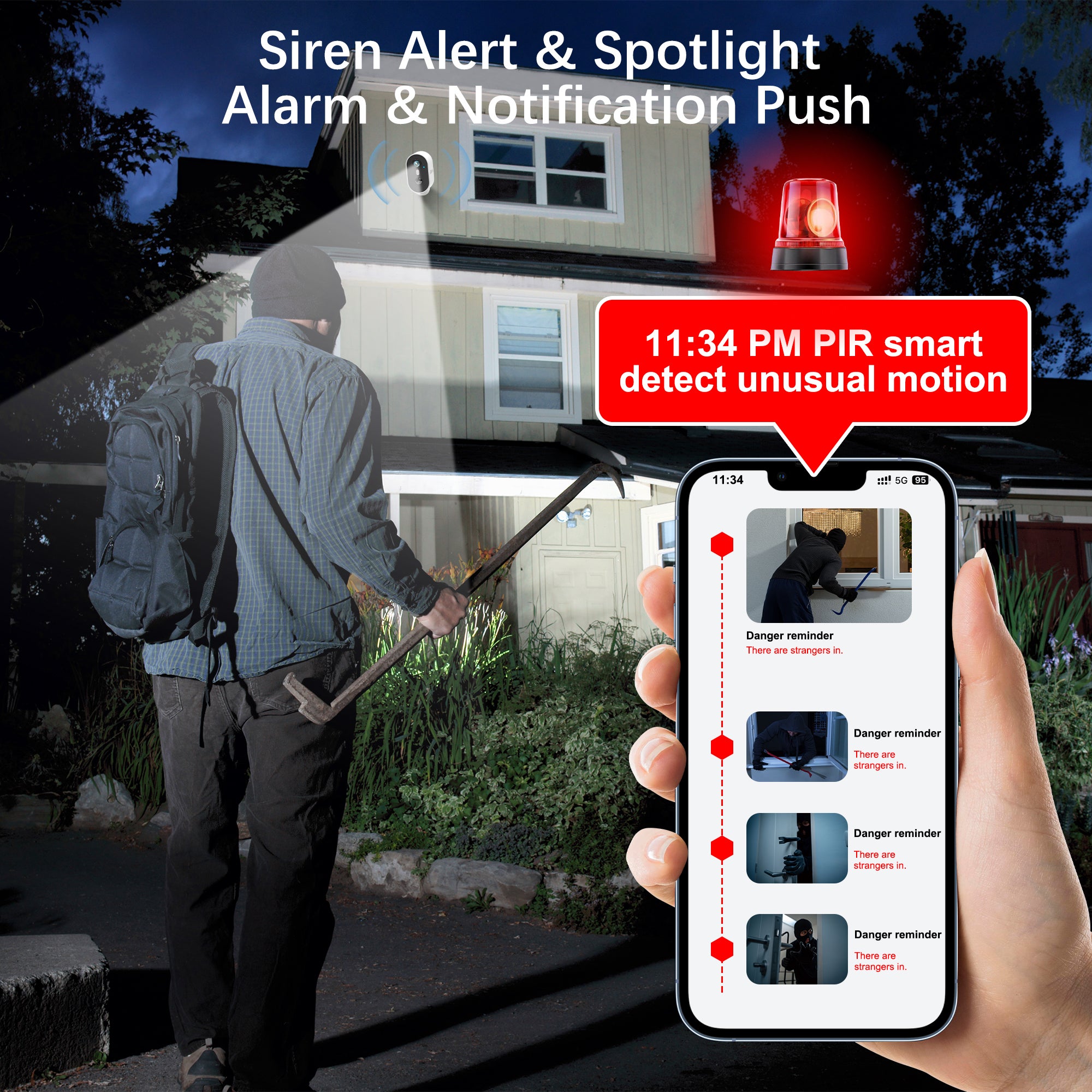 ( 2K Upgrade) Caméra de surveillance solaire d'extérieur sans fil WiFi ARCCTV 4 mégapixels, détection de mouvement PIR, vision nocturne couleur - 5