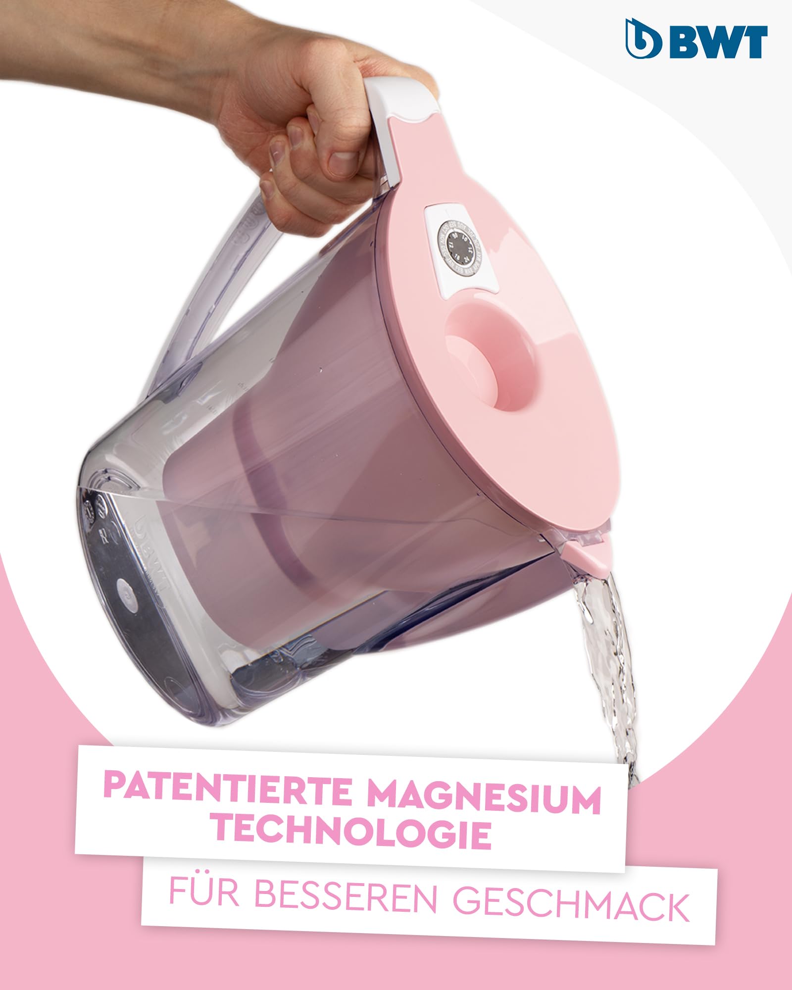 BWT AQUAlizer Home | Rosa | con 1 cartuccia filtrante al magnesio | Filtro acqua potabile | Per alimenti e bevande | Filtra calcare, cloro, piombo e r - 4