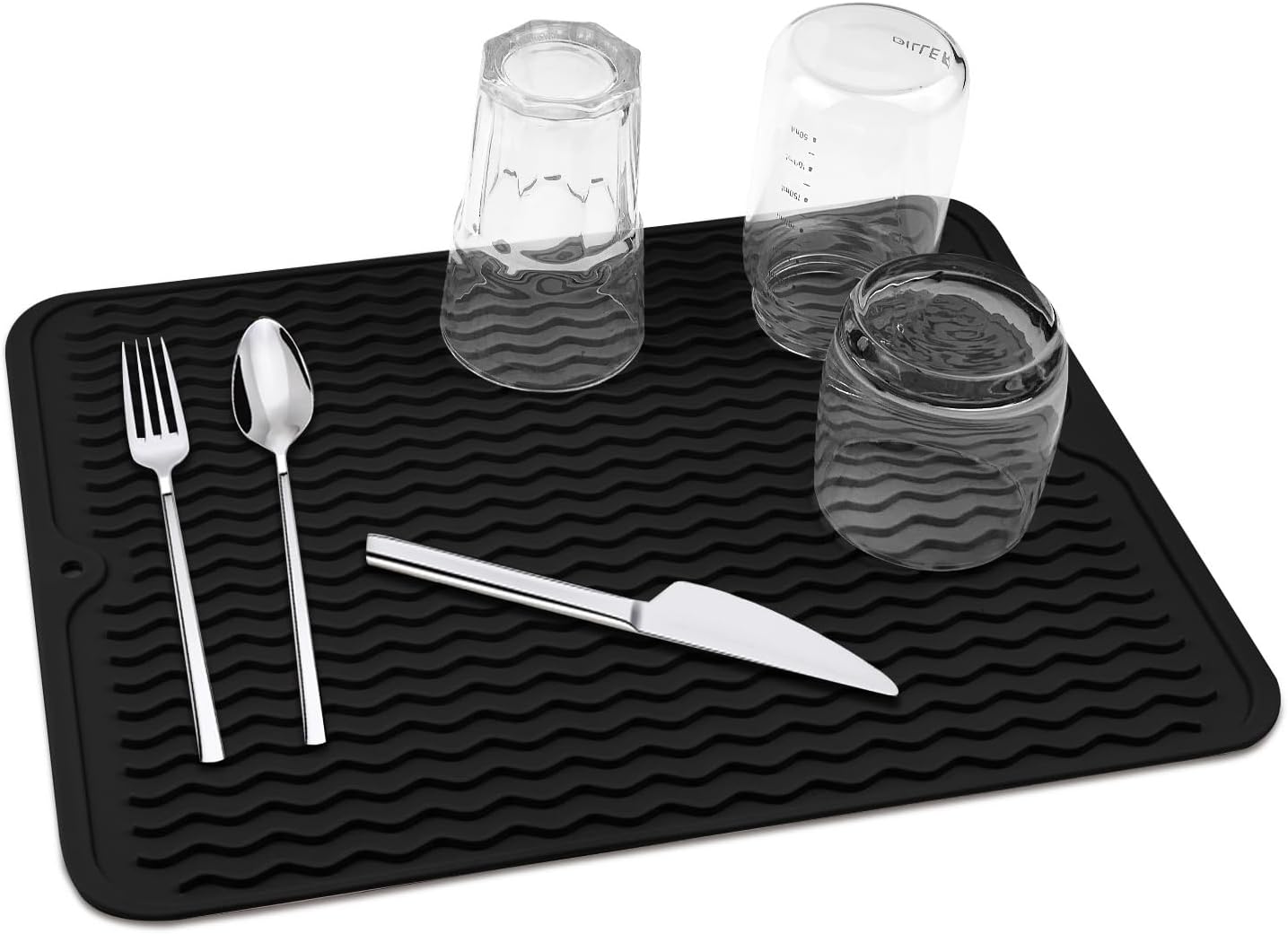 Ociekacz do naczyń 40x30cm. Mata ociekowa do zlewu, mata antypoślizgowa do zmywarki, duża mata odporna na ciepło (czarna)