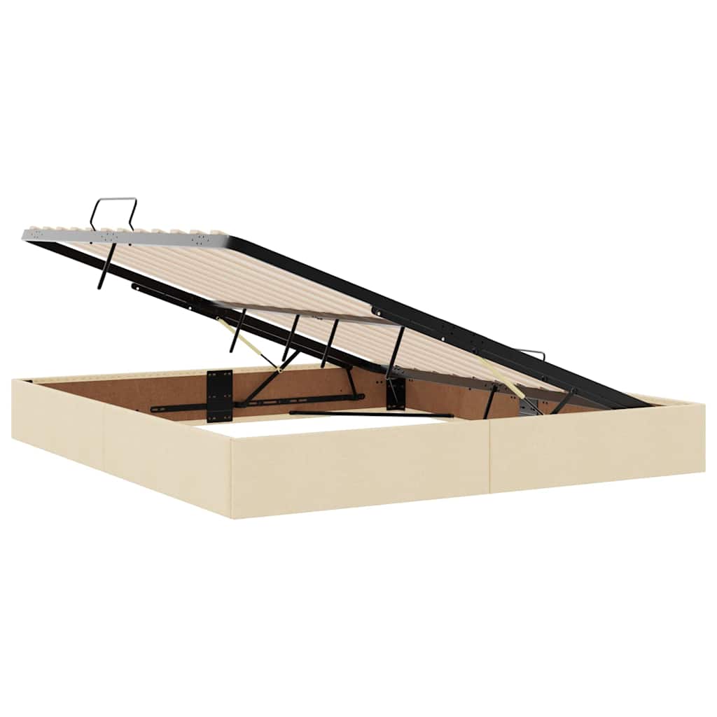 Lit avec rangement et matelas crème 160 x 200 cm polyester - 6