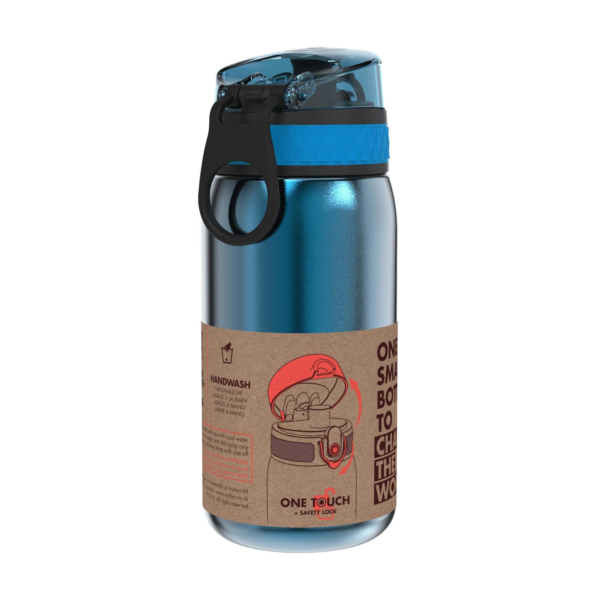 Ion8 Borraccia a Prova di Perdite, 500ml, Facile da Aprire, Serratura Sicura, Lavabile in Lavastoviglie, Senza BPA, Maniglia per il Trasporto, Adatta a Portabicchieri, Facile Pulizia, Verde
