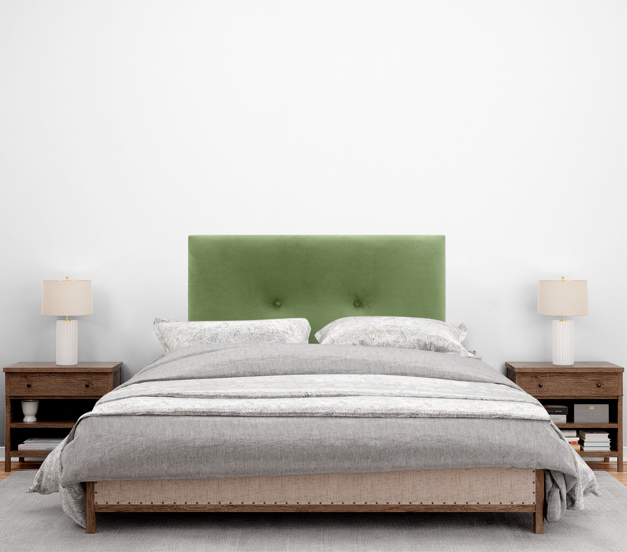 DHOME Testiera in velluto liscio con bottoni e gambe alta gamma moderna testiera imbottita per letto di lusso camera da (Vert Forêt, 80x105cm) - 2