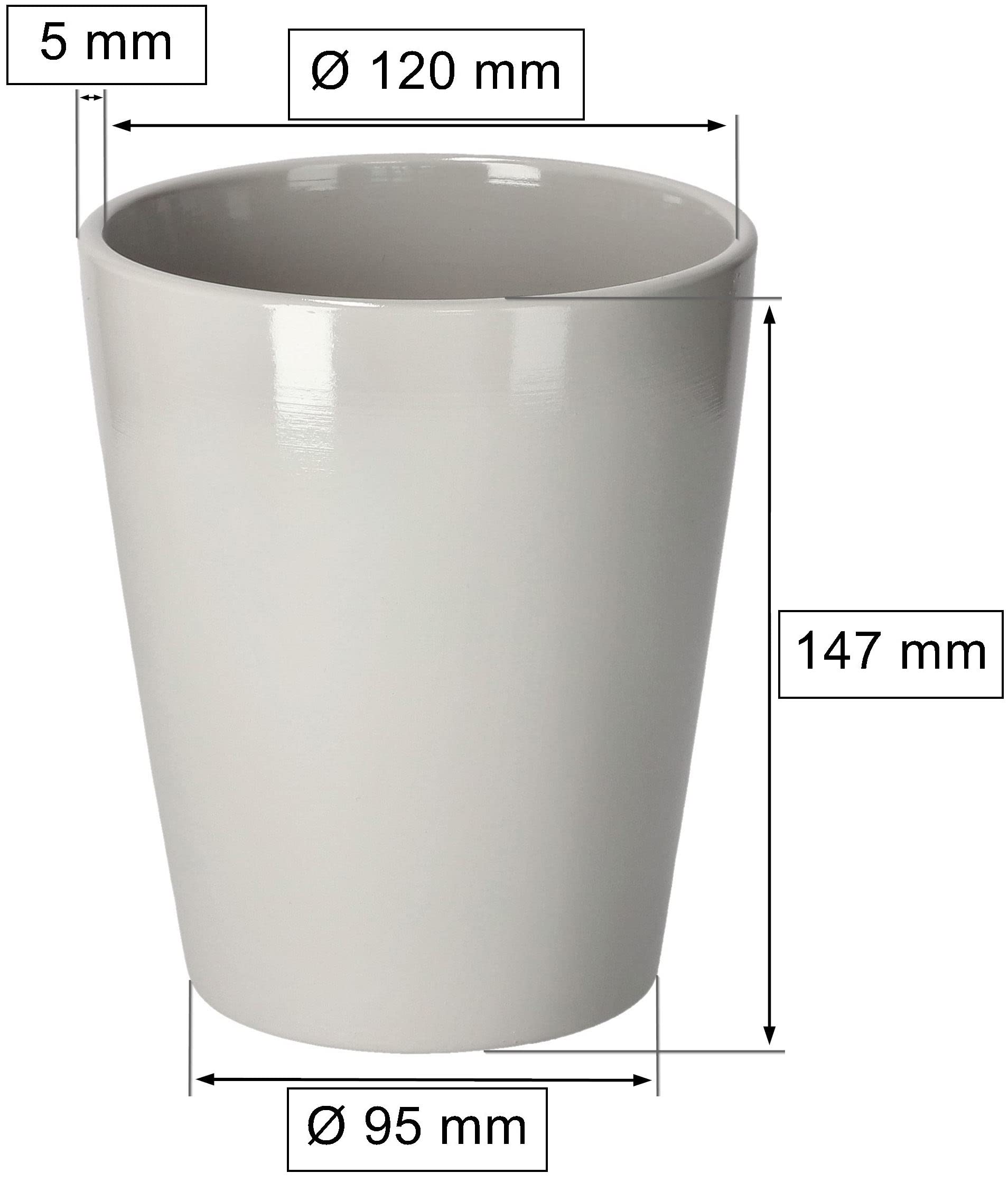 Pot de Fleurs en Céramique pour Orchidées, Hauteur : 150 mm, Diamètre : 120 mm, Gris - KOTARBAU - 2