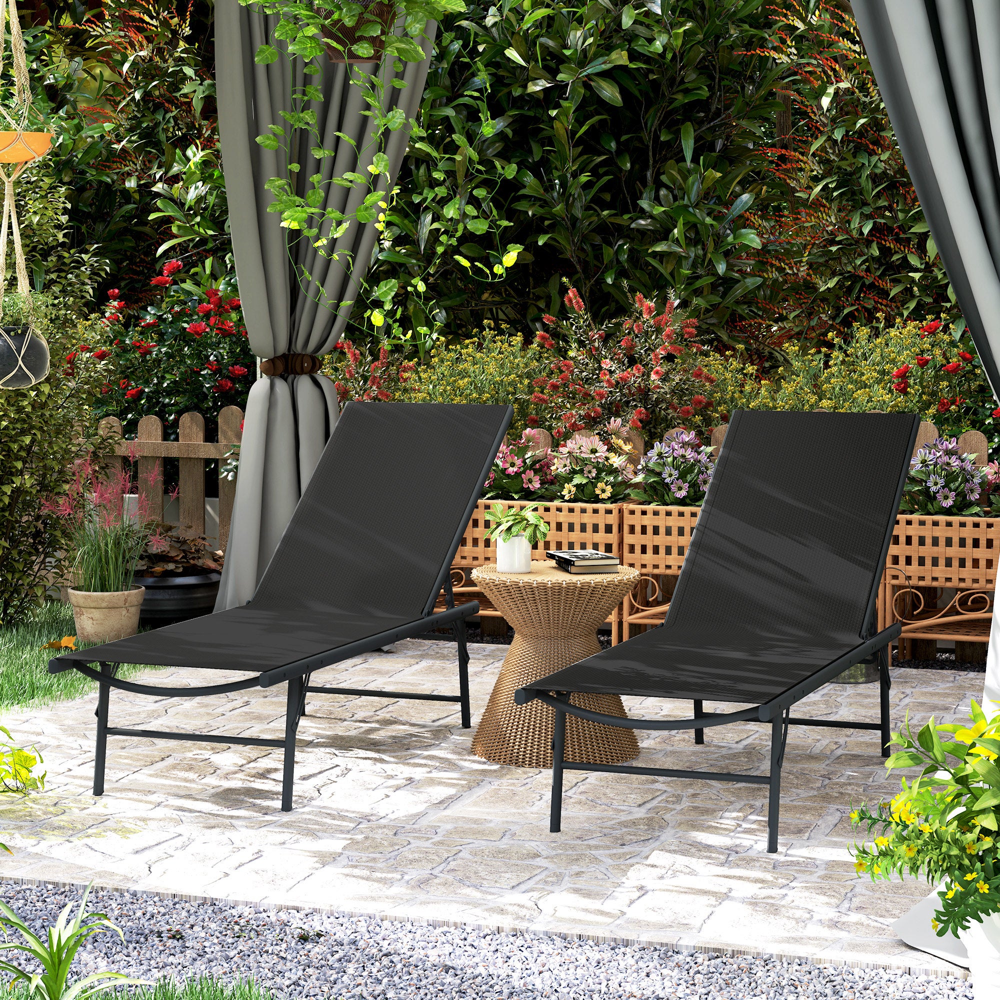 Lot de 2 bains de soleil métal Outsunny - 2