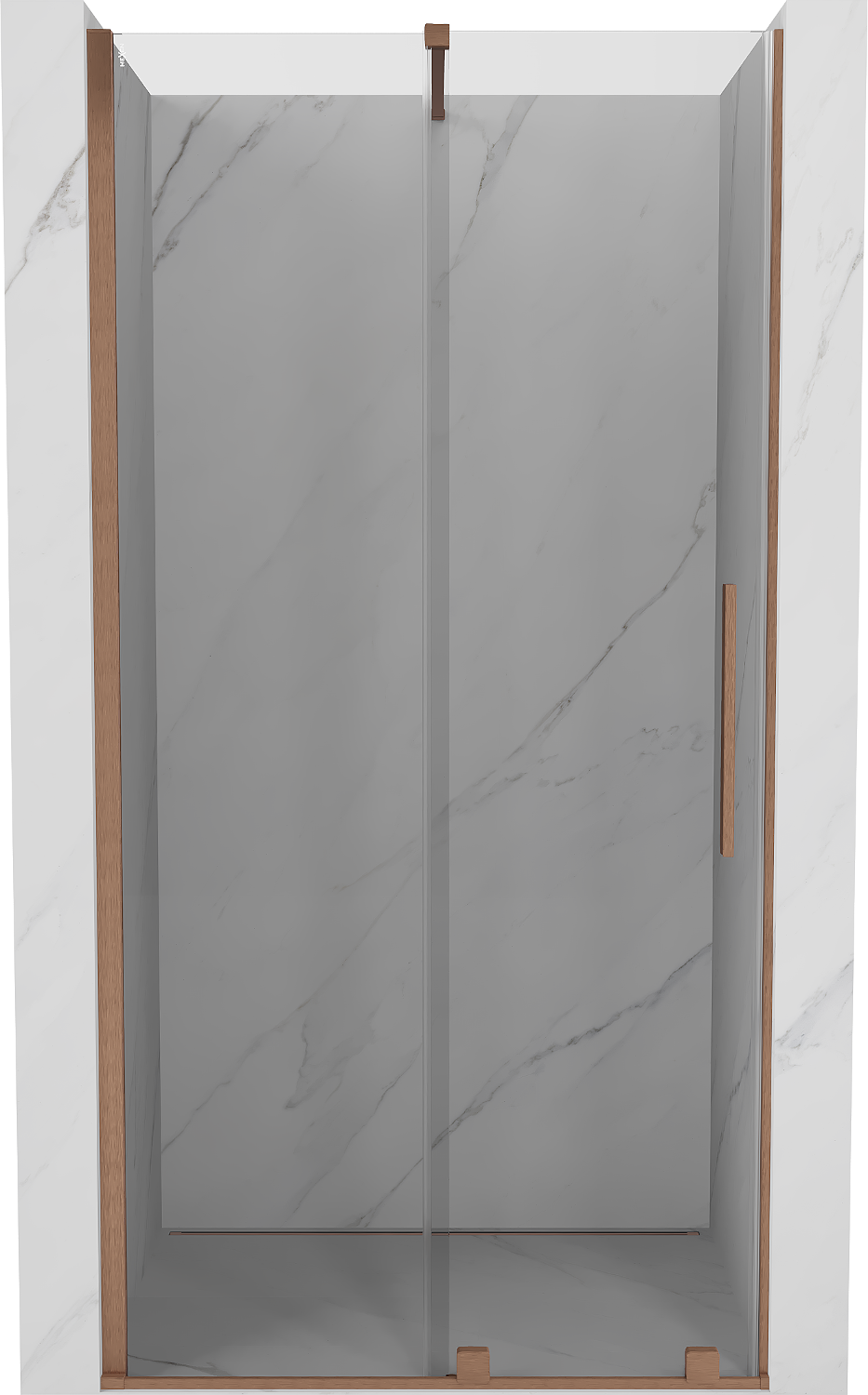 Mexen Velar drzwi prysznicowe rozsuwane 120 cm, transparent, miedź szczotkowana - 871-120-000-01-65