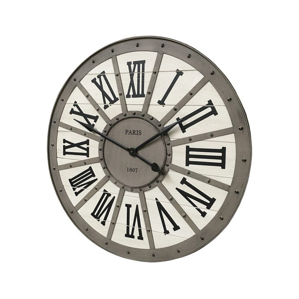 Horloge Murale Rétro NEWGATE 40cm - Cadran Métal Chromé, Verre Convexe, Mouvement Quartz Silencieux, Pile AA Non Fournie