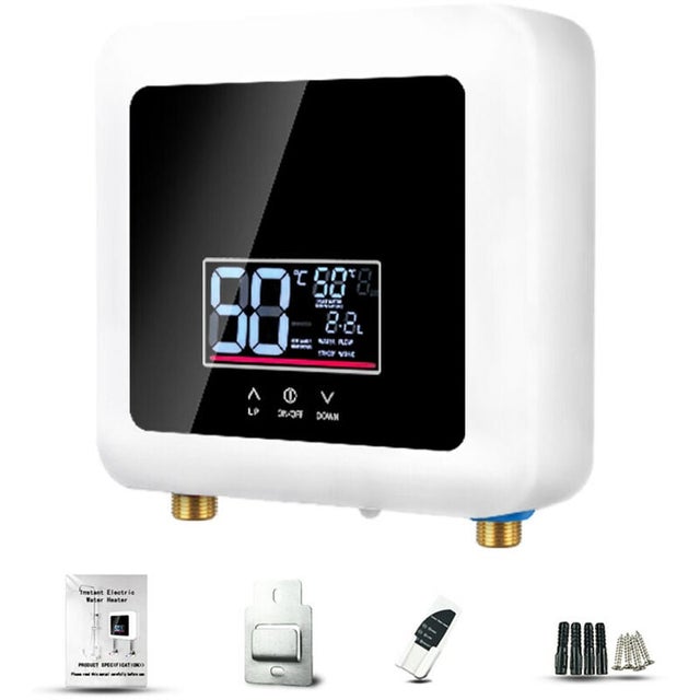 Chauffe-Eau Instantané 7500W Mini Chauffe-Eau Électrique Sans Réservoir Affichage LED Mural Support Thermostat Mode/Réglage de Puissance pou