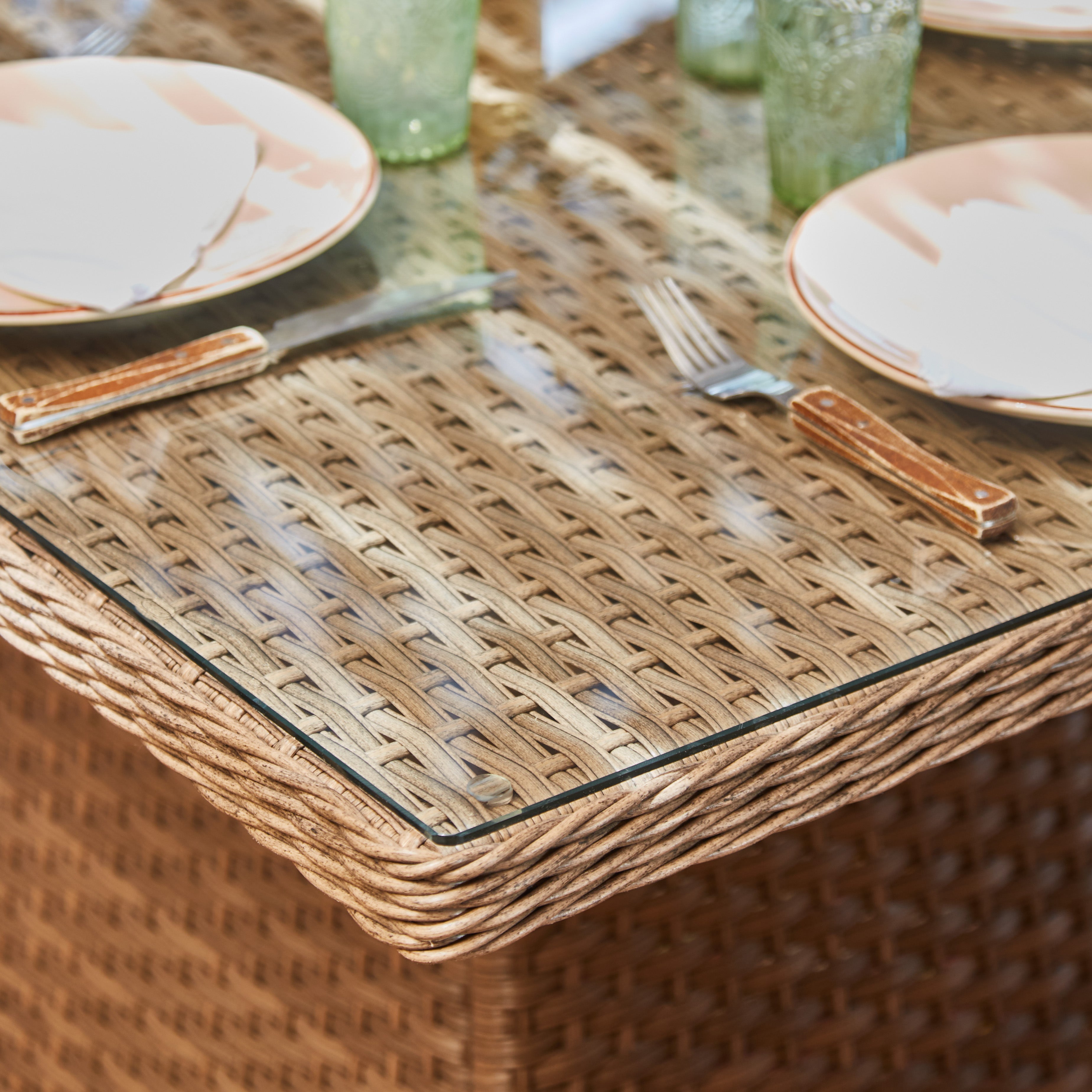 Mesa de porche alta de aluminio y ratán sintético 140x80x68cm - Bolonia - 7