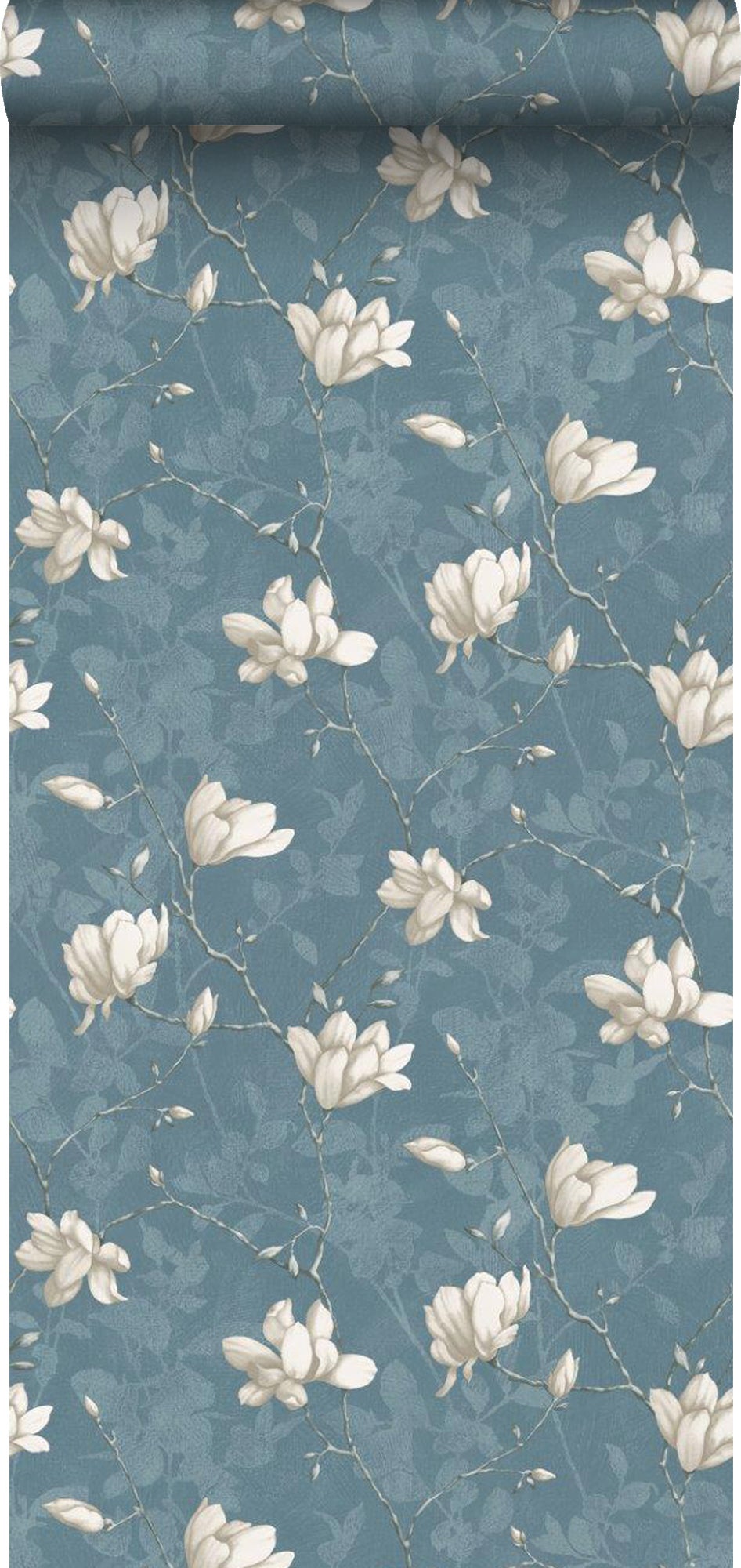 Tapeta magnolia szaro-niebieskim - 53 cm x 10.05 m - BORASTAPETER