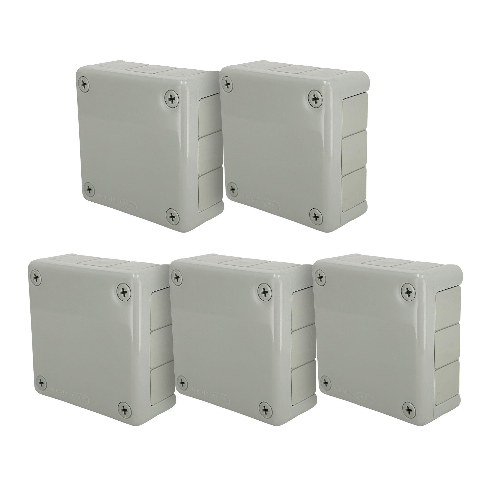 Puszka natynkowa hermetyczna 118x118x46mm 12-wlotowa, z dławikami gumowymi, IP55 zamknięcie "na wkręty", szara EDO 5 szt.