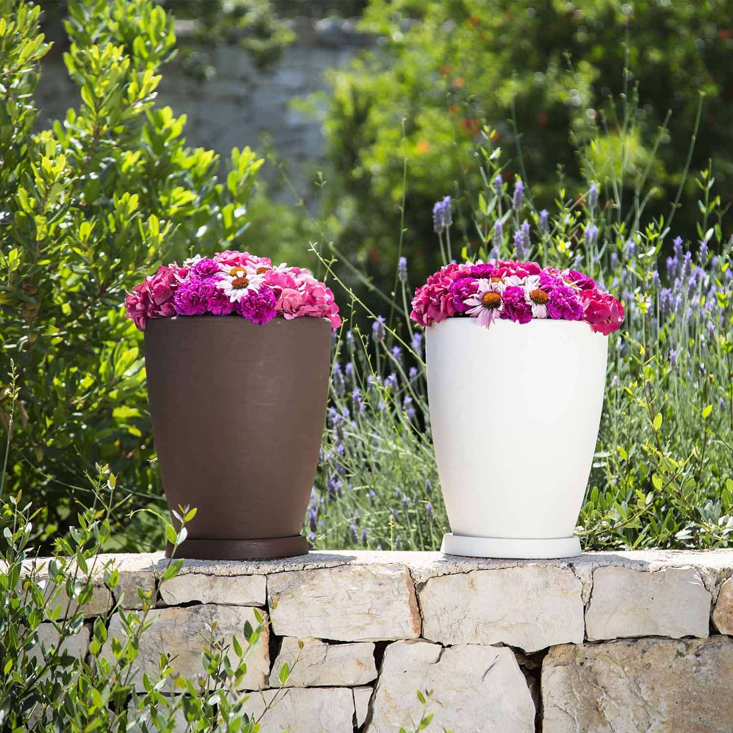 Pot de Fleurs en Résine Rond Blanc H38 Ø 30 Cm - 5