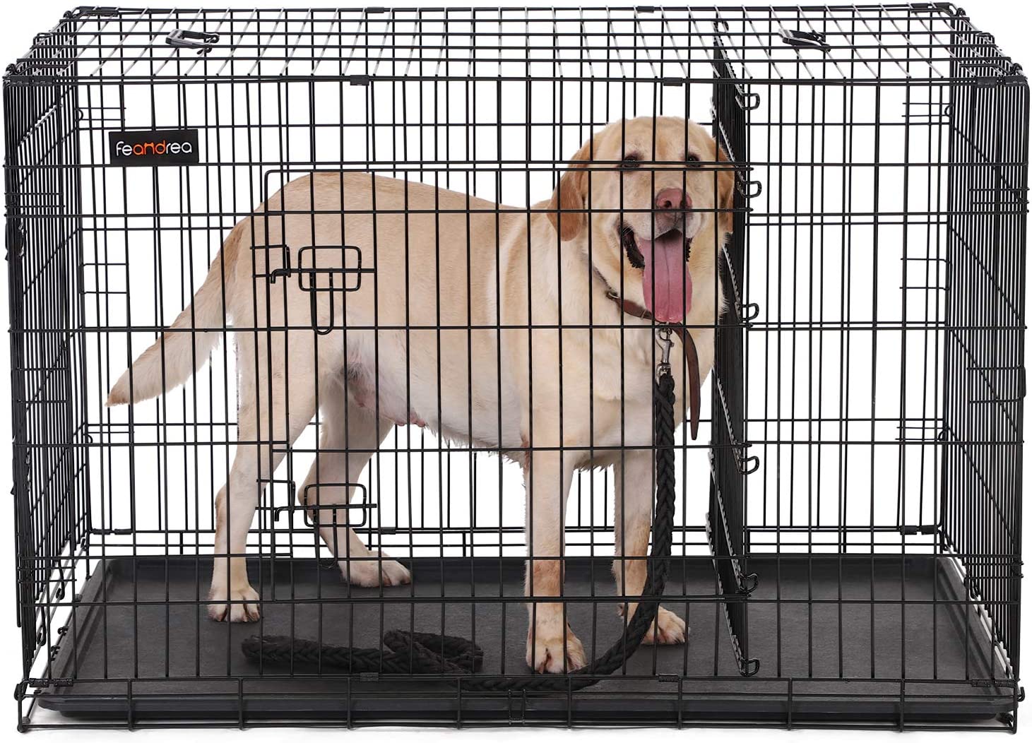 FEANDREA Cage pour Chien, avec 2 Portes, 122 x 74,5 x 80,5 cm, Noir - 2