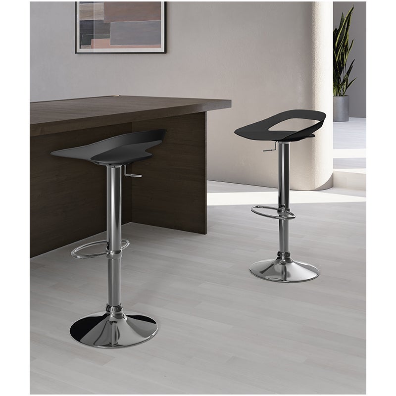 Glen - Stołek z czarnego polipropylenu - Zestaw 2 szt.