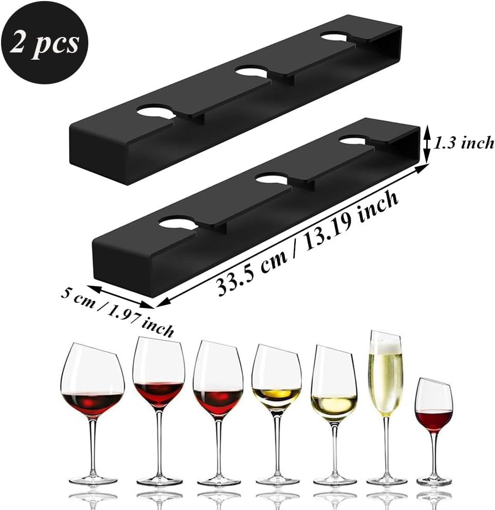 4 Porte-verres à Vin Muraux TIHOOD En Métal Noir - Support Pour Verres à Pied - Longueur 11,8 Pouces