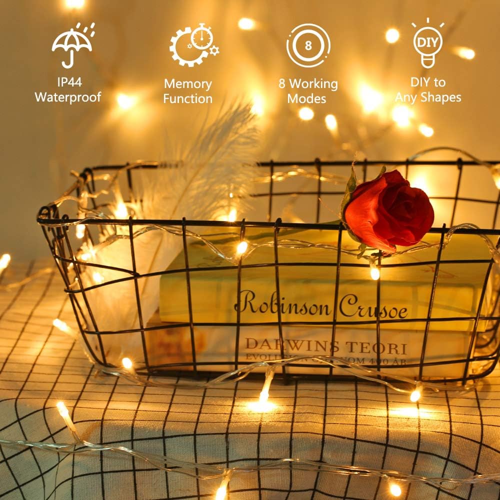 LEMROE Guirlande De Lumières 200 LED Solaire Blanc Chaud 8 Modes Pour Décorer - 3