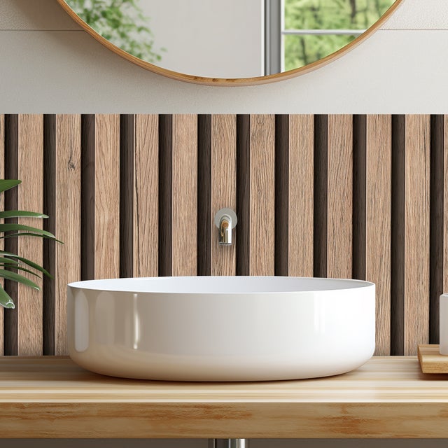 Crédences adhésive effet tasseaux bois chic PVC 3mm 30x70cm